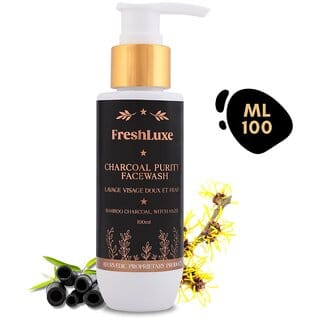 FreshLuxe Charcoal Purity Face Wash , Deep Cleansing Detox , Bamboo Charcoal Witch Hazel , Unisex , Natural , 100ml