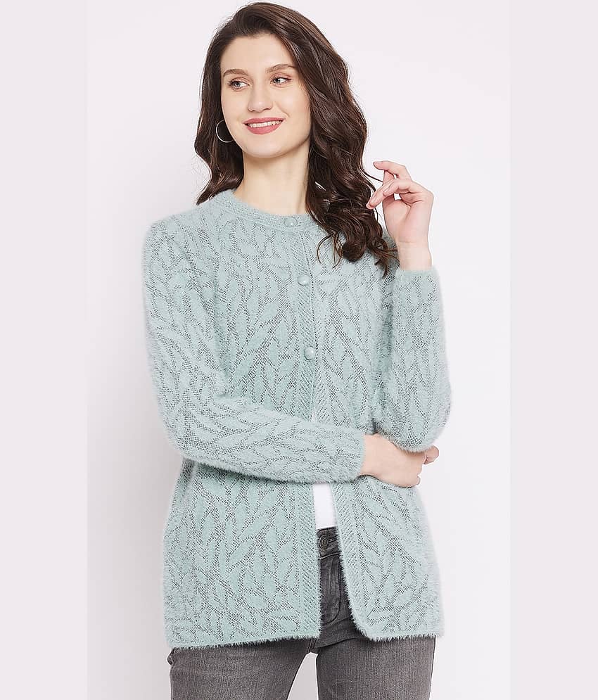 zigo Woollen Round Neck Women's Buttoned Cardigans - Green (Pack of 1)