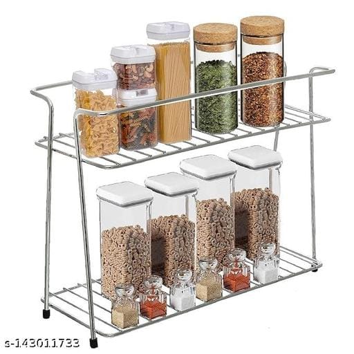 NEXO Stainless Steel 2 Layer Kitchen Spice Rack Modular Silver
