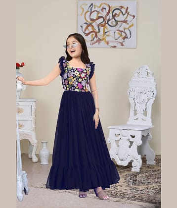 DEARTHANK Georgette Fit And Flare Dress For Girls ( Pack of 1 , Black )