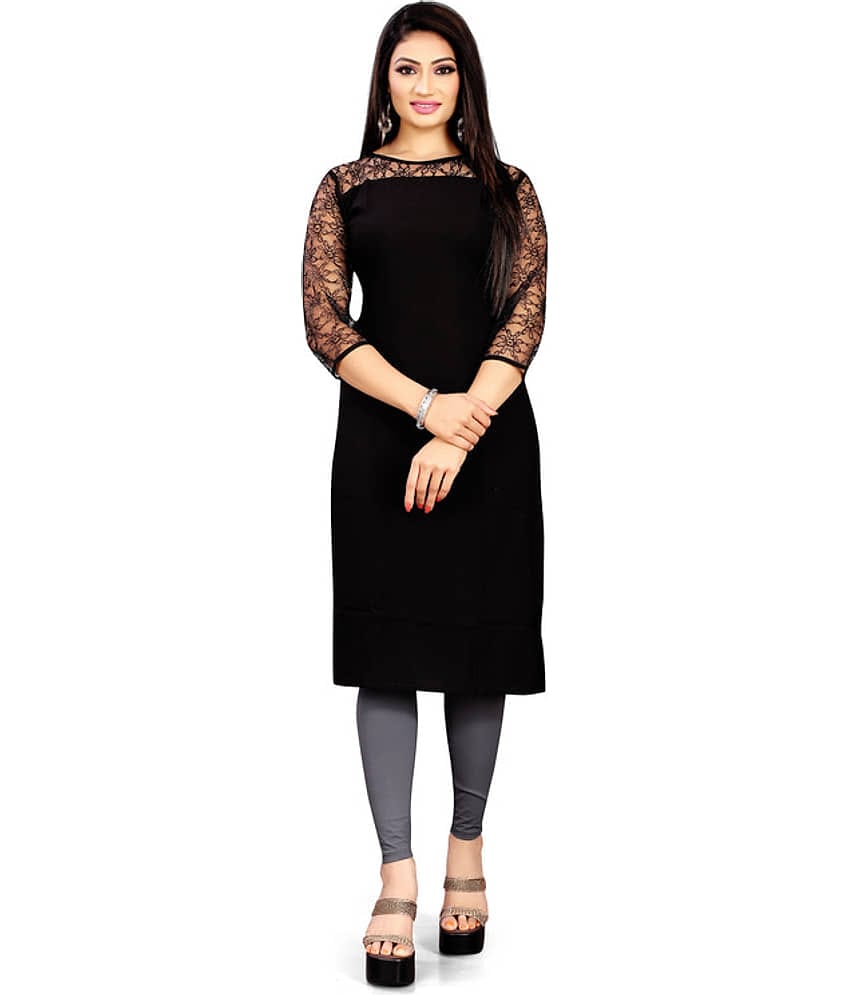 YASHASVI ENTERPRISE Pack of 1 Crepe Solid Straight Women's Kurti - ( Blue )