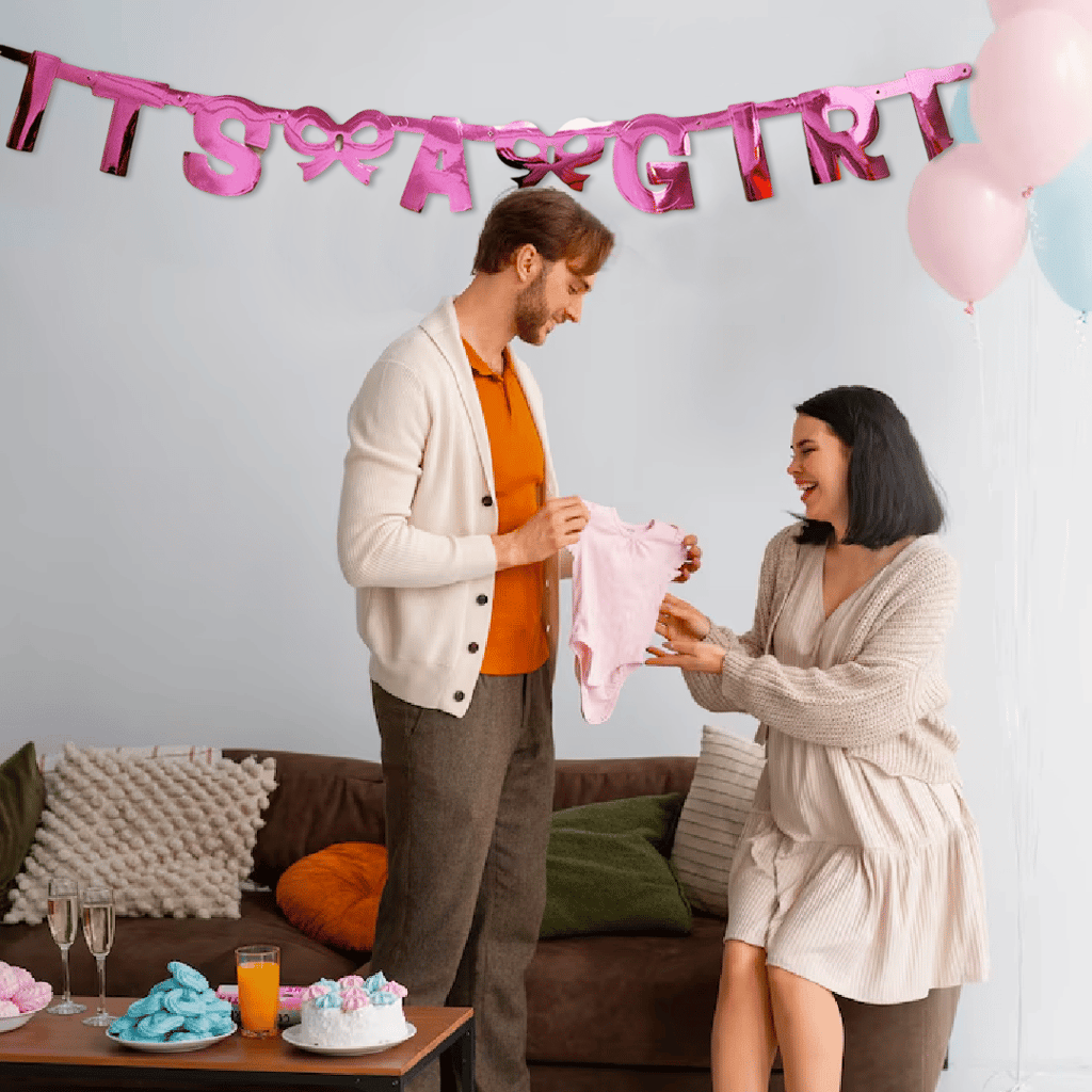 It's A Girl Hot Pink Foil Letter Banner - 1PC - Party and Festive Needs | Buy online on ZillyBuy