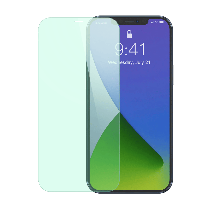 Baseus 0.3mm Eye Protection Full Coverage Tempered Glass Film (Green Light)For iPhone 12 Models 2020 (2pcs Pack) Transparent-iPhone 12 Pro Max