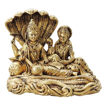 Machine-Made Brass Vishnu & Laxmi Ji God Idol - Fine Detail Statue, Height : 4.6 Inch (BSMAS1730 F)
