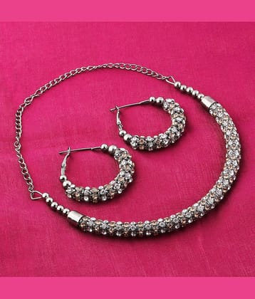 Silver Shine Alloy Multi Color Choker Antique Necklaces Set