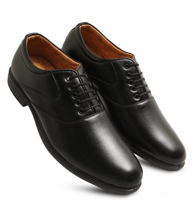 Mens Casual Faux Leather Solid Lace-Up Formal Shoes Size 10 (Black)