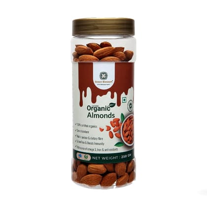Organic Almonds / Badam - 250 gms I NPOP Certified I Green Blossom (Weight - 250g) by green blossom agritech ventures private limited