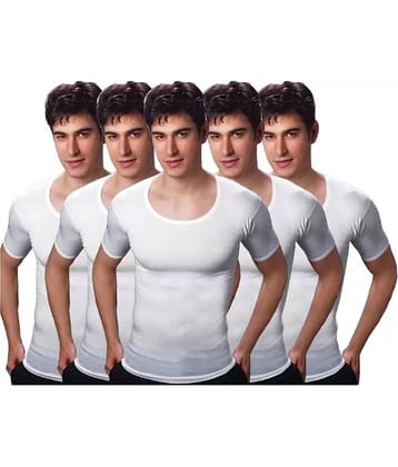 INNERO Pack of 5 Cotton Basic Vest For Men ( White )