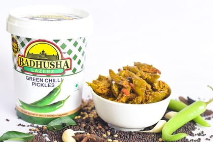 Badhusha Lazeez Green Chilli Pickle  300 GRAM