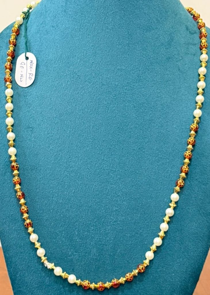 premium long size groom wedding necklace crafted with traditional tricolor combination