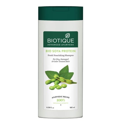 Biotique Bio Soya Protein Fresh Nourishing Shampoo | Repairs Dry and Damaged Hair |Maintains pH Balance |Promotes Healthy Shiny Hair| Prevents Color Fading | All Skin Types | 180ml Biotique Bio Soya Protein Fresh Nourishing Shampoo | Repairs Dry and Dama