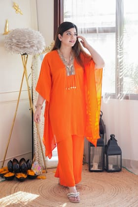 Feraz Orange Embroidered cordset-XL