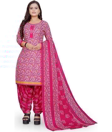 Rajnandini Unstitched Cotton Blend Printed Dress Material - Pink ( Pack of 1 )