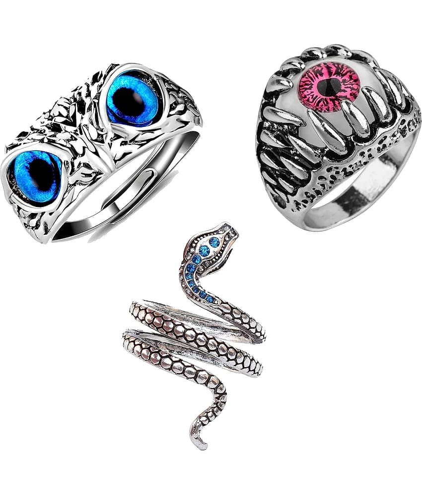 Silver Ring For Men Stainless Steel Owl Face Evil Eye Snake Designs Silver Rings For Men Boys Men's Jewellery Ring