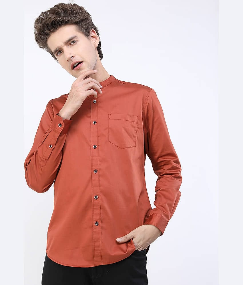 Ketch 100% Cotton Regular Fit Solids Full Sleeves Men's Casual Shirt - Rust ( Pack of 1 )