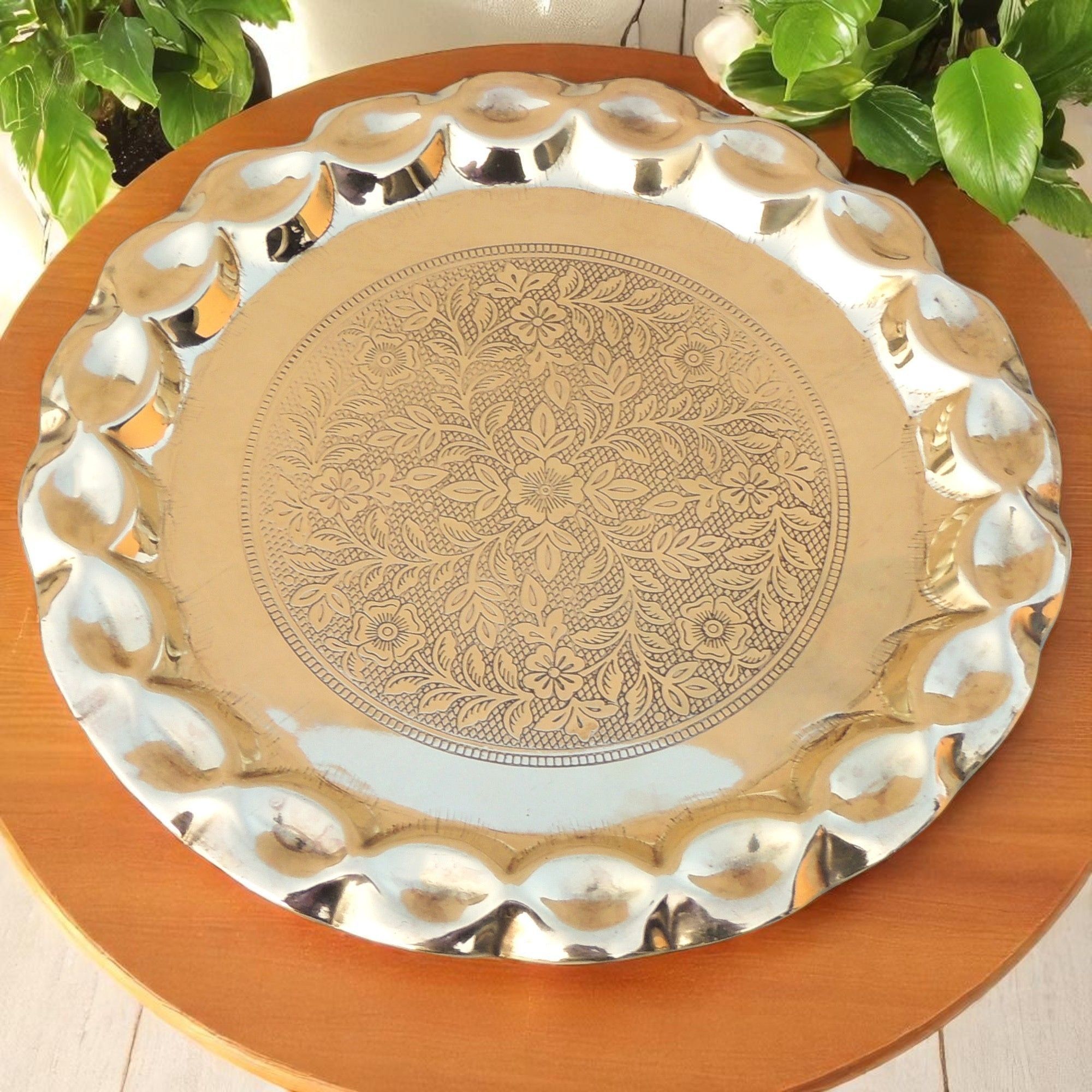 Brass Plate With Flower Design (ZMAS587 C)