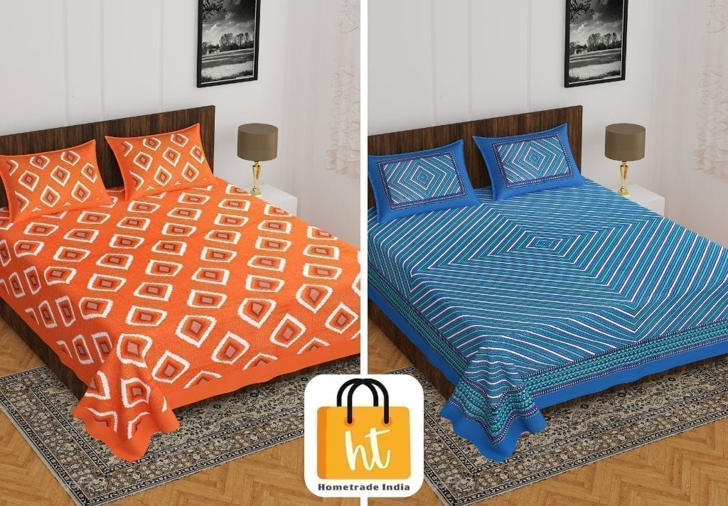 2201-Hometrade India- Standard Double Size (90*100 in )-Combo Double Bedsheet