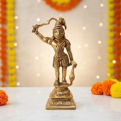 Brass Lord Parshuram Statue – Handmade Hindu Religious Brass Murti, Height : 5.5 Inch (BSMAS542)