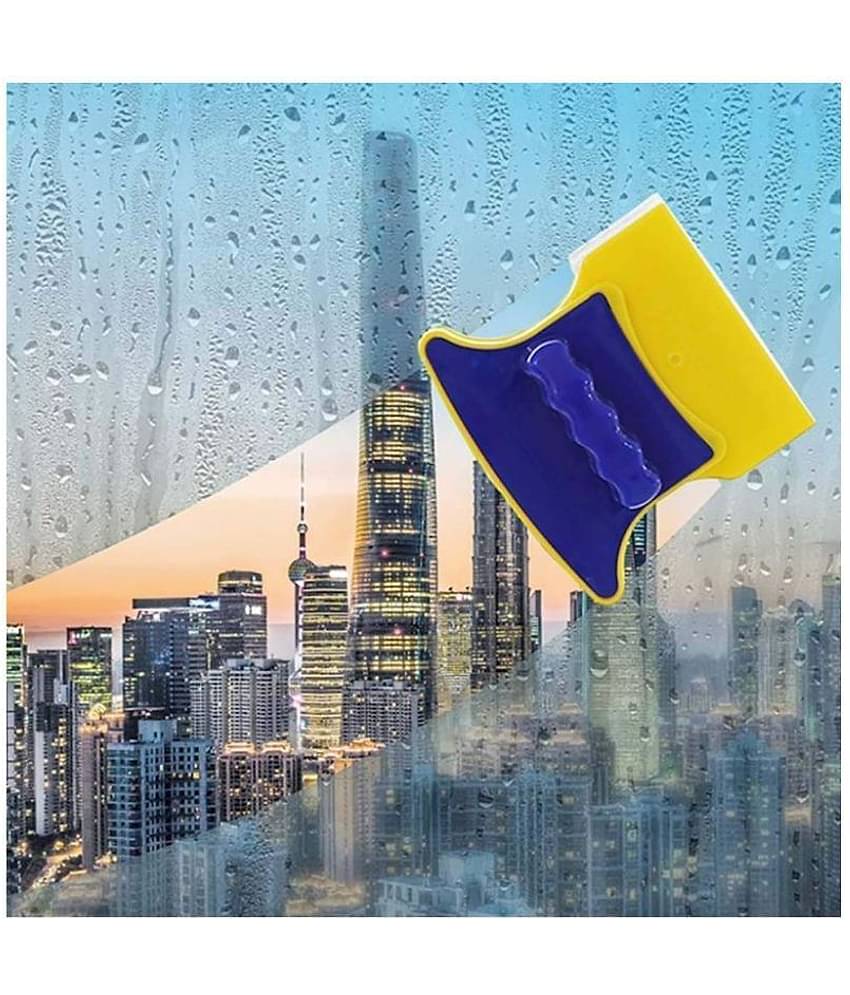 Gatih Magnetic Window Cleaner Double-Side Glazed Two Sided Glass Cleaner Wiper with 2 Extra Cleaning Cotton Cleaner Squeegee Washing Equipment Household Cleaner