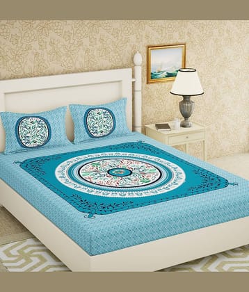 Cosito Cotton 1 Double Bedsheet with 2 Pillow Covers ( Blue )