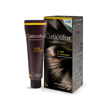 Cuticolor Permanent Hair Color Cream|#1 Dr Prescribed|For Sensitive Skin|Eco Mechanism For Preserving Scalp Health|Enriched With Portulaca & Boseivela Extracts Dark Brown, 60G (Pack Of 1) Cuticolor Permanent Hair Color Cream|#1 Dr Prescribed|For Sensitiv