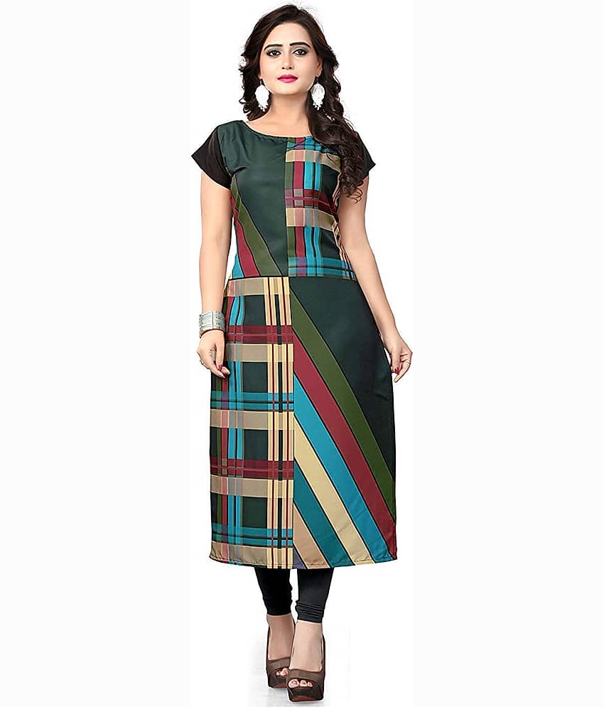 AK FASHION MALL Pack of 1 Crepe Printed Straight Women's Kurti - ( Multicolor )