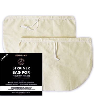 Multipurpose Cotton Rice / Yogurt / Nut Milk / Sprouts / Juice Strainer Bag Pack of 2