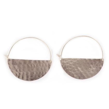 Handcrafted Brass Silver Hammered Earring