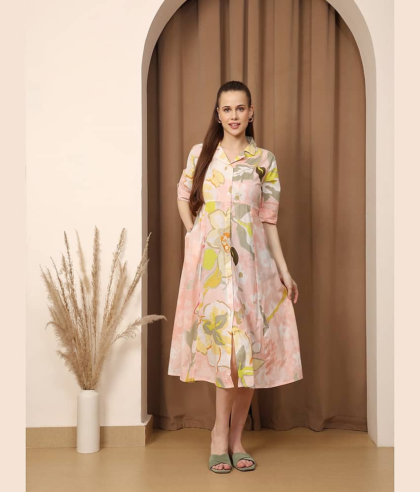 Flavia Creation Women Cotton A-line Dress ( Multi Color )