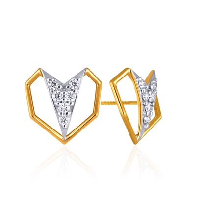 Senco Gold Enduring Bond Angular Diamond Earrings (14K Yellow Gold /FG-SI /1.5 g /0.14 Ct)