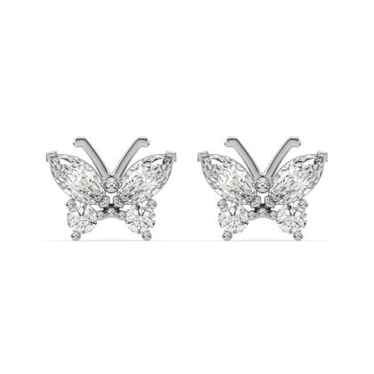 Radiant Butterfly Stud Earring-Rhodium Plated