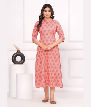 GlowWorld Cotton Printed A-line Women's Kurti - Pink ( Pack of 1 )