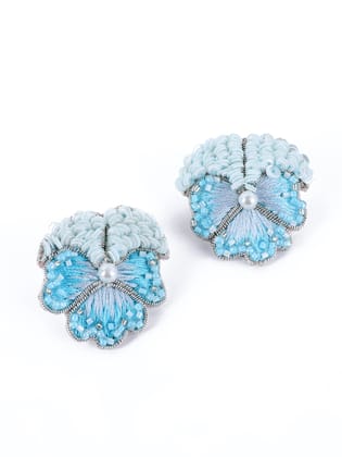 Pansy Love Earrings - Blue
