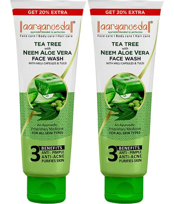 Aaryanveda Tea Tree Face Wash with Neem & Aloe Vera , Anti-Acne, Oil Control, 120 ml (Pack of 1)