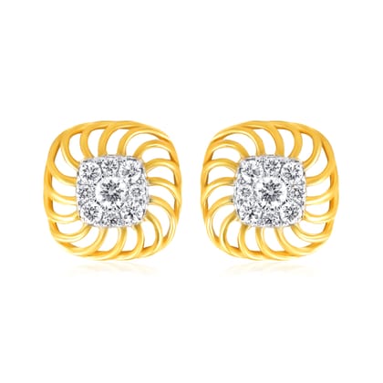 Senco Gold Chic Cubical Swirl Diamond Studs (2 gram / 0.23 Ct / HI-SI / 18K Yellow Gold)