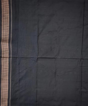 Rust black colour handwoven cotton saree