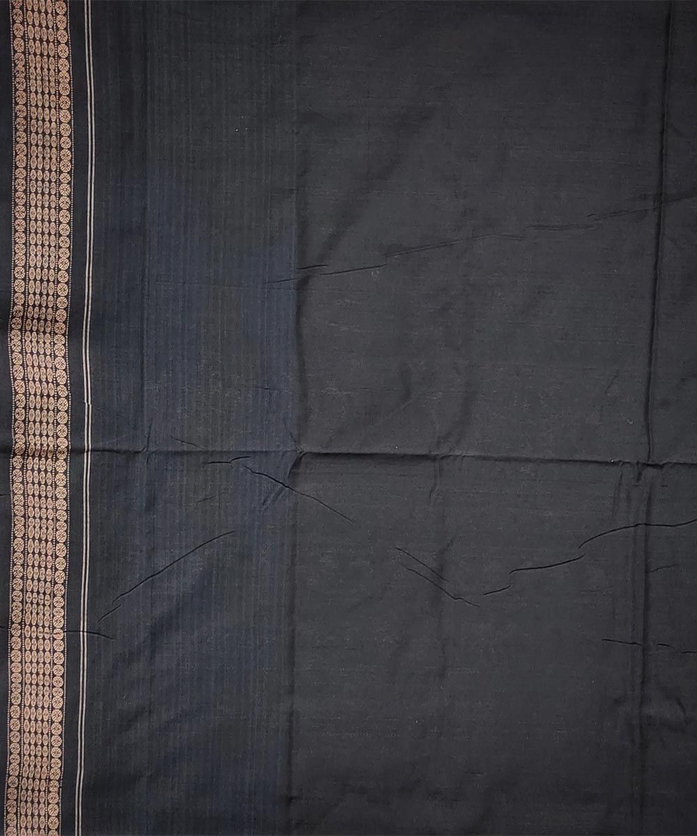 Rust black colour handwoven cotton saree