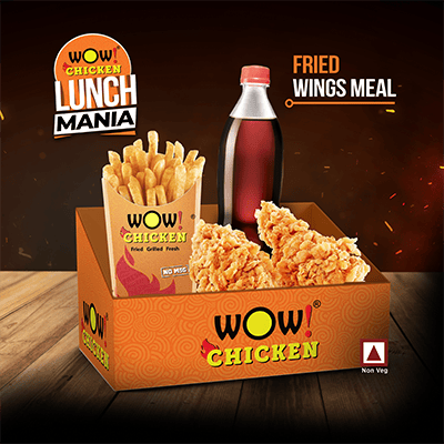 2 Pcs Fried Wings + 1 Regular Fries + One 250ml Soft Drinks