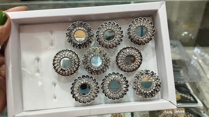 Silver oxidised mirror ring