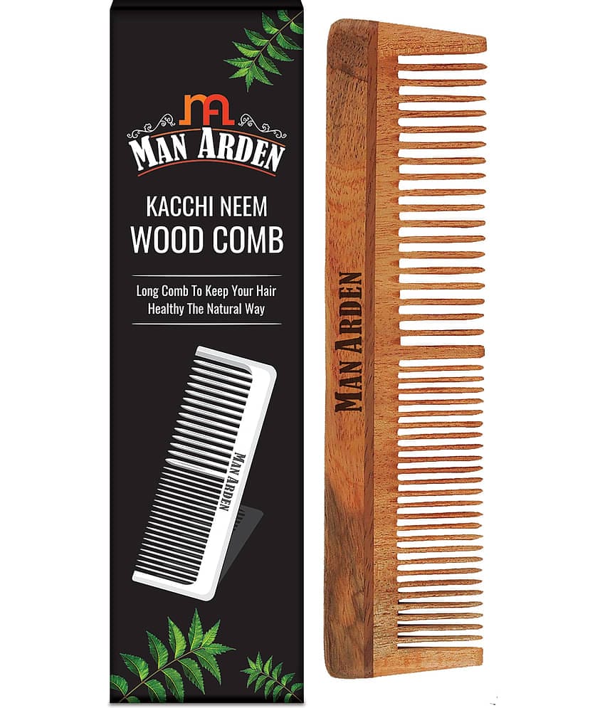 Man Arden Natural Kacchi Neem Wood Hair Comb For Healthy Scalp