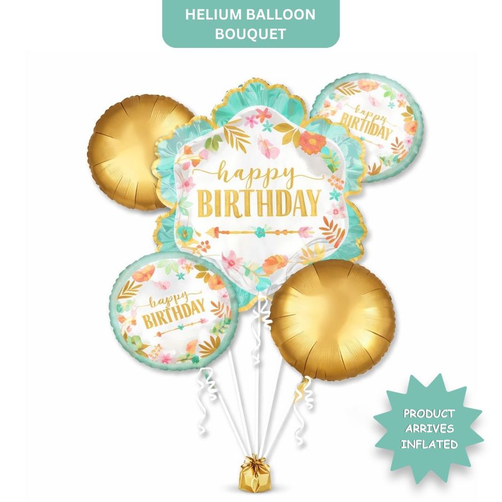 Boho Happy Birthday Helium Foil Balloon Set of 5 - Party and Festive Needs | Buy online on ZillyBuy