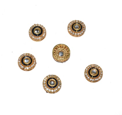 Meenakari Kundan Stone Components,Connector, Charms for Jewellery Making. (12X5 MM) , RCT-081-Per Packet of 6 Pcs / 12X5 MM