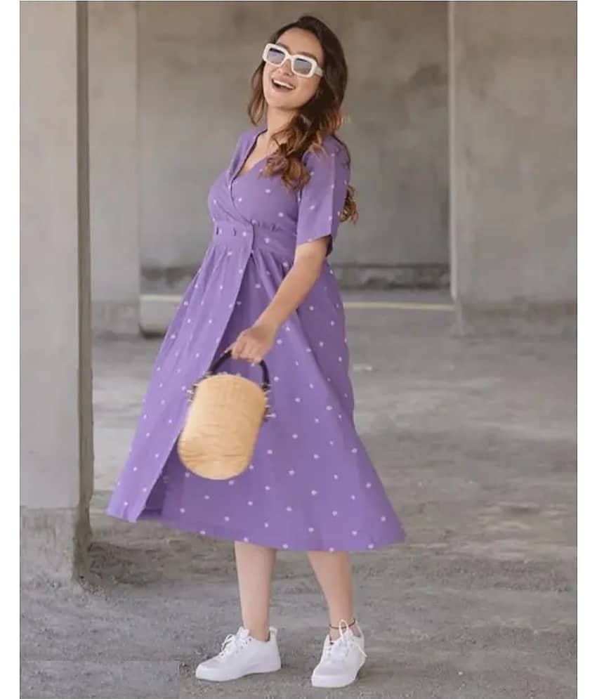 ETZIN Pack of 1 Rayon Printed Front Slit Women's Kurti - ( Purple )