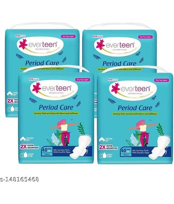 everteen Period Care XXL Dry 40 Sanitary Pads 320mmr - 4 Packs (40 Pads Each)