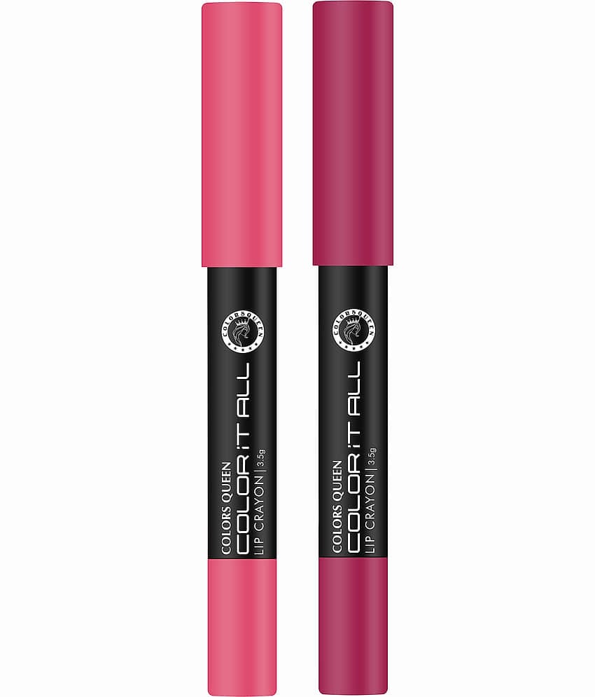 Colors Queen Color It All Non Transfer Matte Lip Crayon 3.5g, Combo of 2