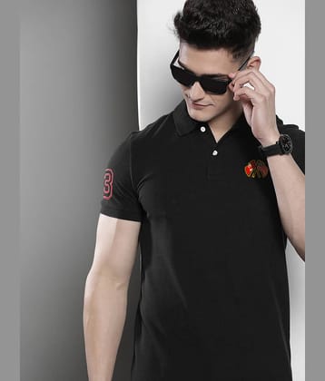 Merriment Pack of 1 Cotton Blend Regular Fit Solid Half Sleeves Men's Polo T Shirt ( Blue )