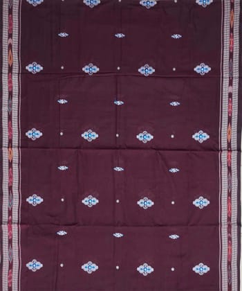 Coffee black colour handwoven cotton bomkai saree