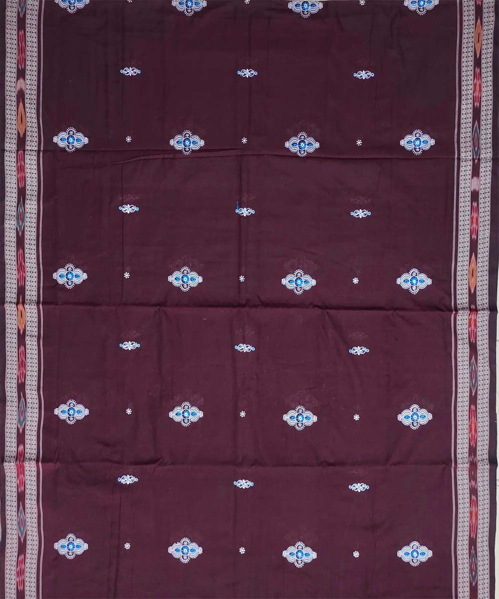 Coffee black colour handwoven cotton bomkai saree