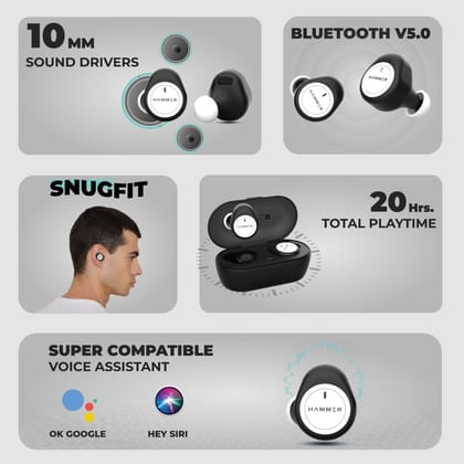 Hammer Airflow TWS with Mic (Black & White)