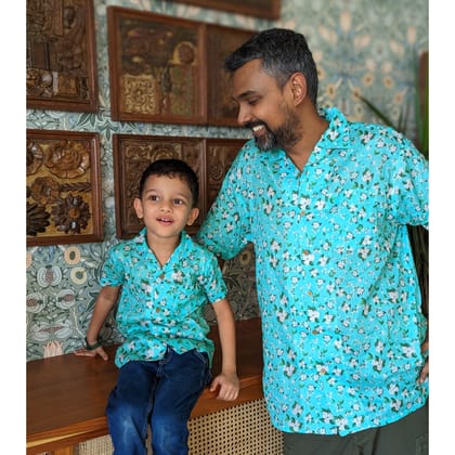 Beach Shirt | Turquoise Jasmine-0-6M